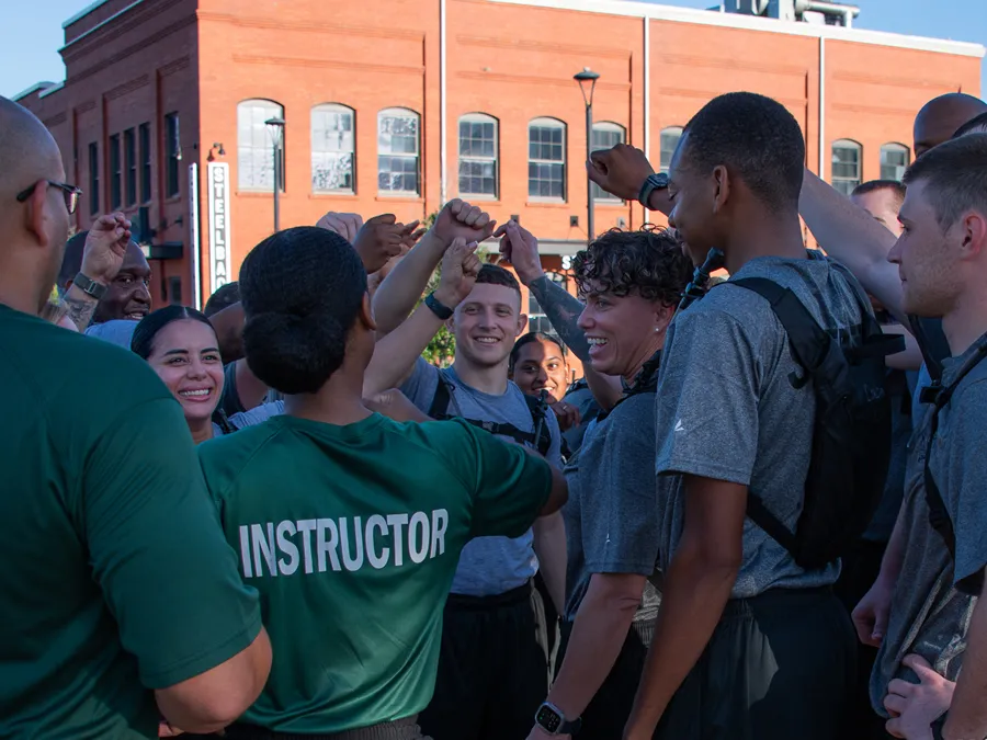 cadets celebrating and encouraging each other