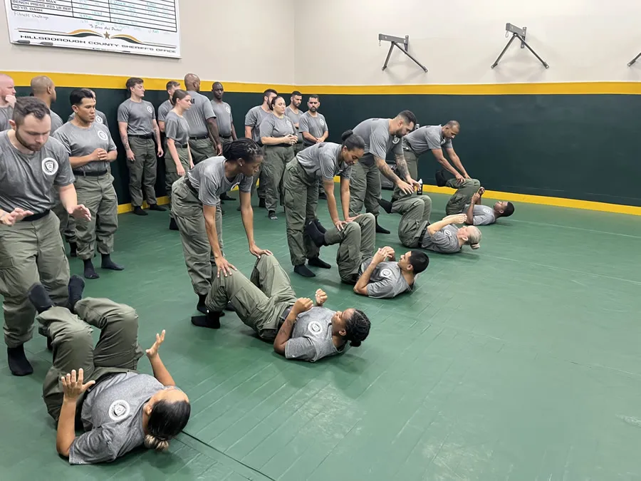 Cadets practicing defense maneuvers