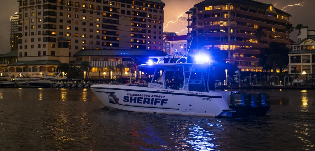 Sheriff's office boat patrolling in the water