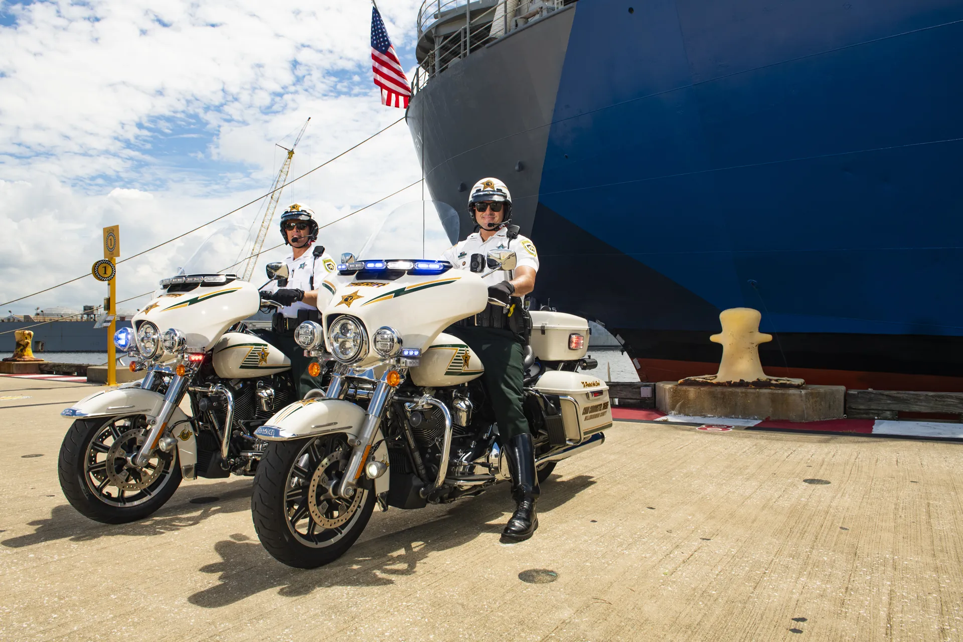 two motorcycle cops on motorcycles